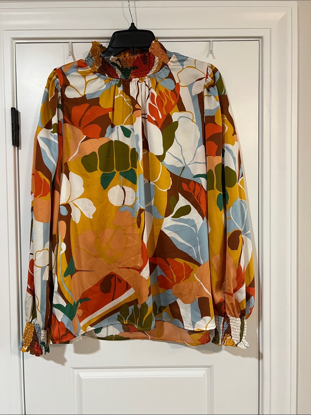 Woven Smocked-Neck Floral Blouse - Multi
